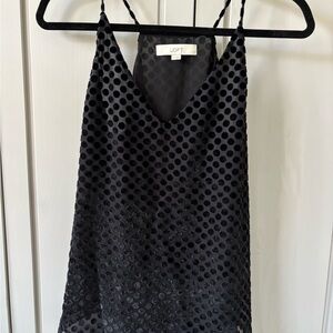 LOFT Black Textured Polka Dot Camisole